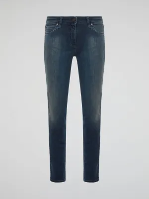 Stone Washed Skinny Denim Jeans
