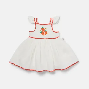 Strawberry Embroidered Cap-Sleeve Dress