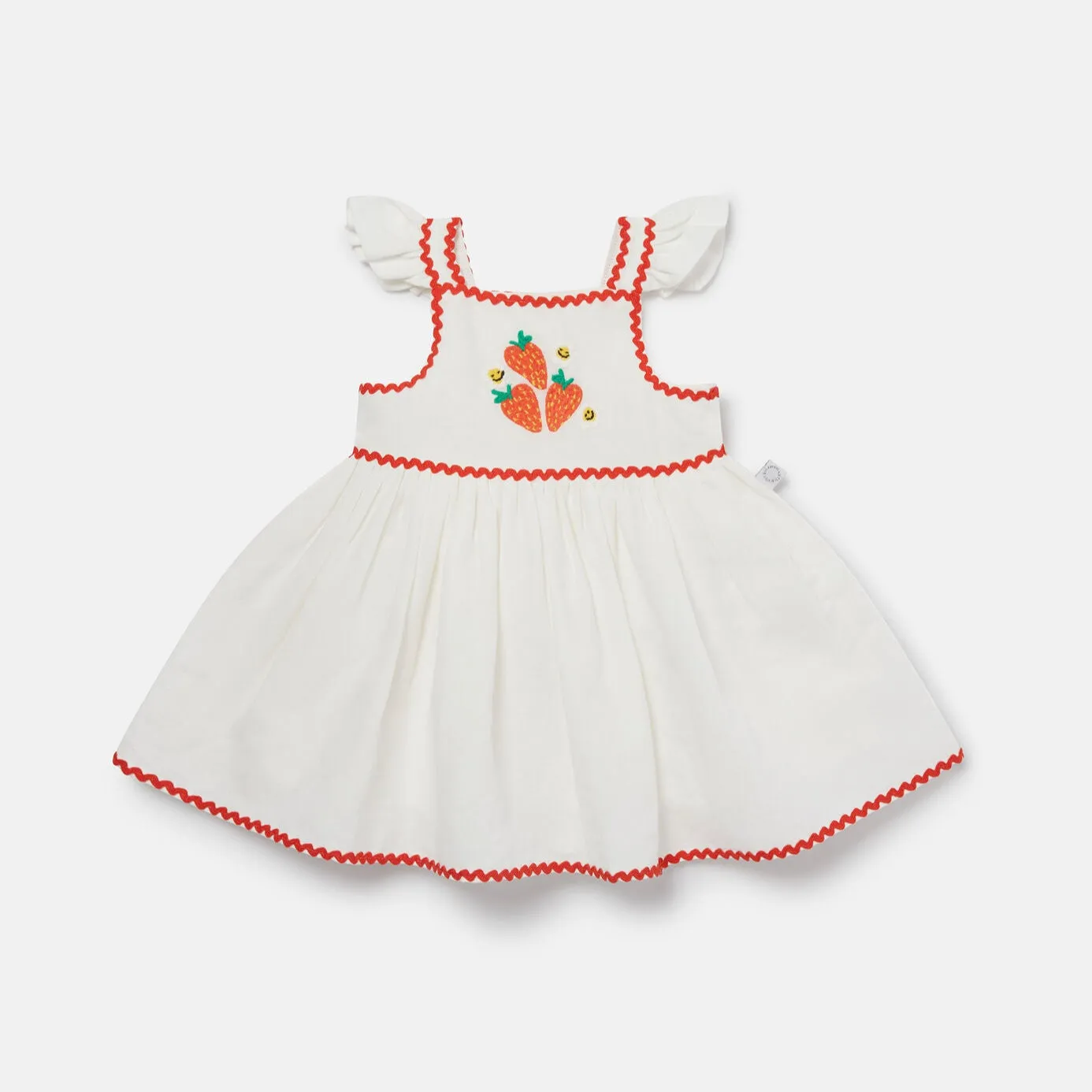 Strawberry Embroidered Cap-Sleeve Dress