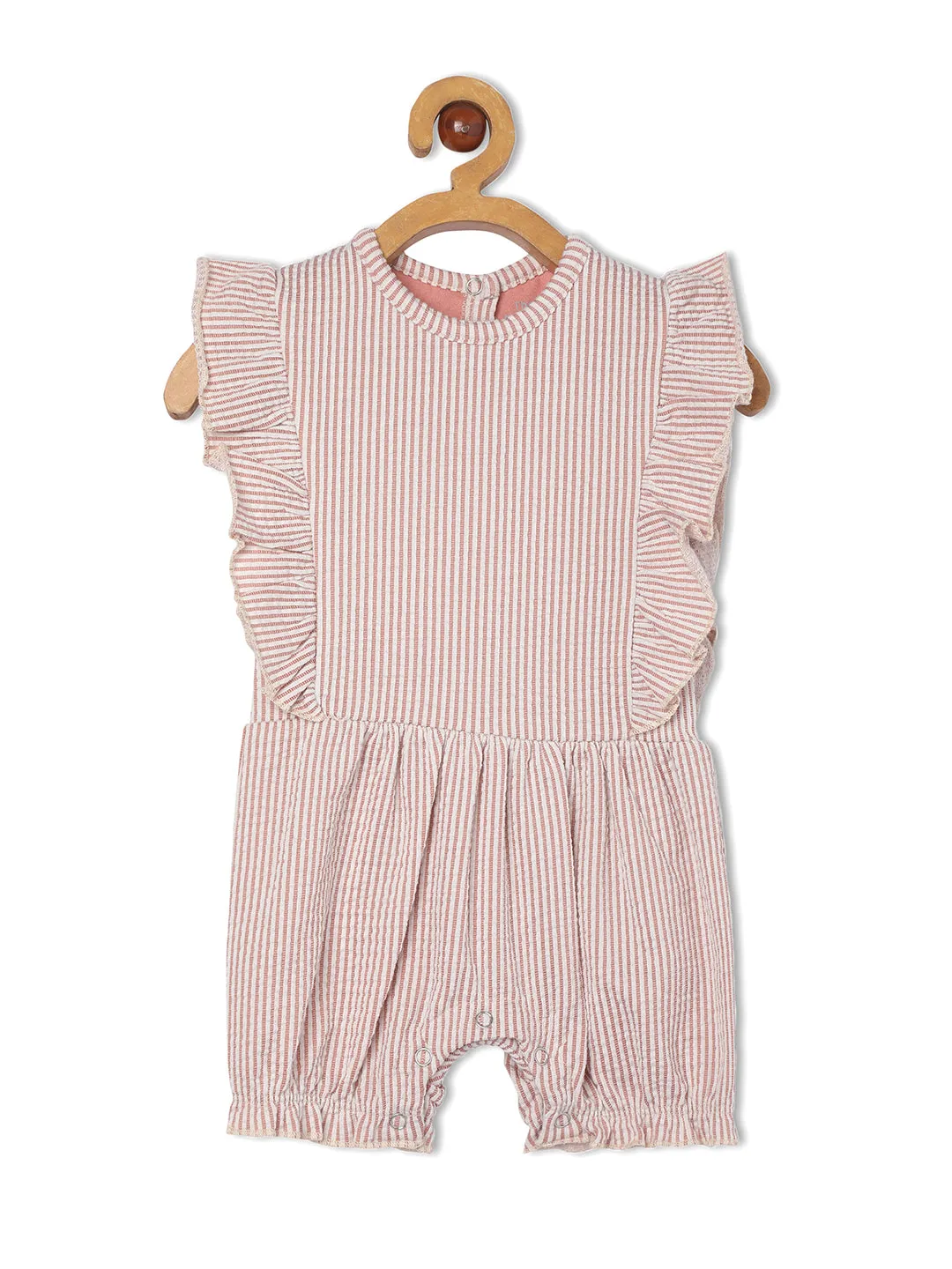 Striped Frill Sleeveless Girls Romper