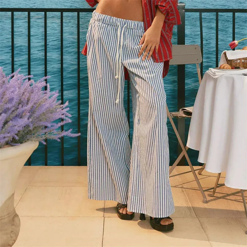 Striped Low-Waisted Wide-Leg Pants