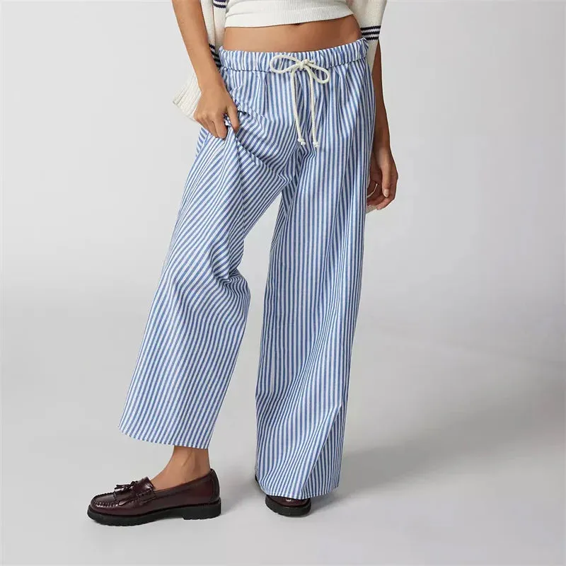 Striped Low-Waisted Wide-Leg Pants