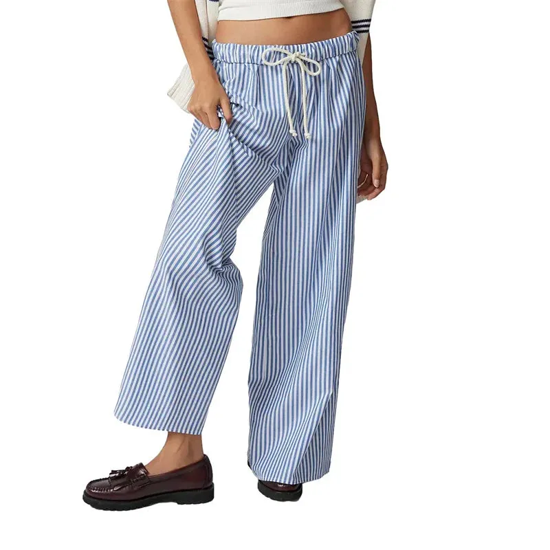 Striped Low-Waisted Wide-Leg Pants