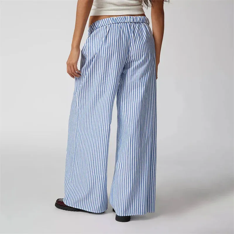 Striped Low-Waisted Wide-Leg Pants