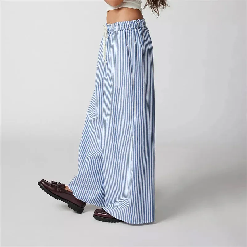 Striped Low-Waisted Wide-Leg Pants