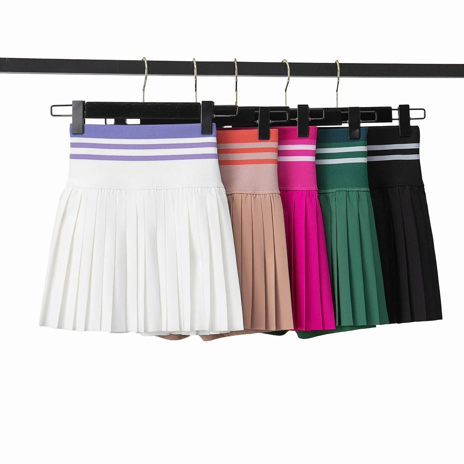 Striped Waist Pleated Tennis Skort