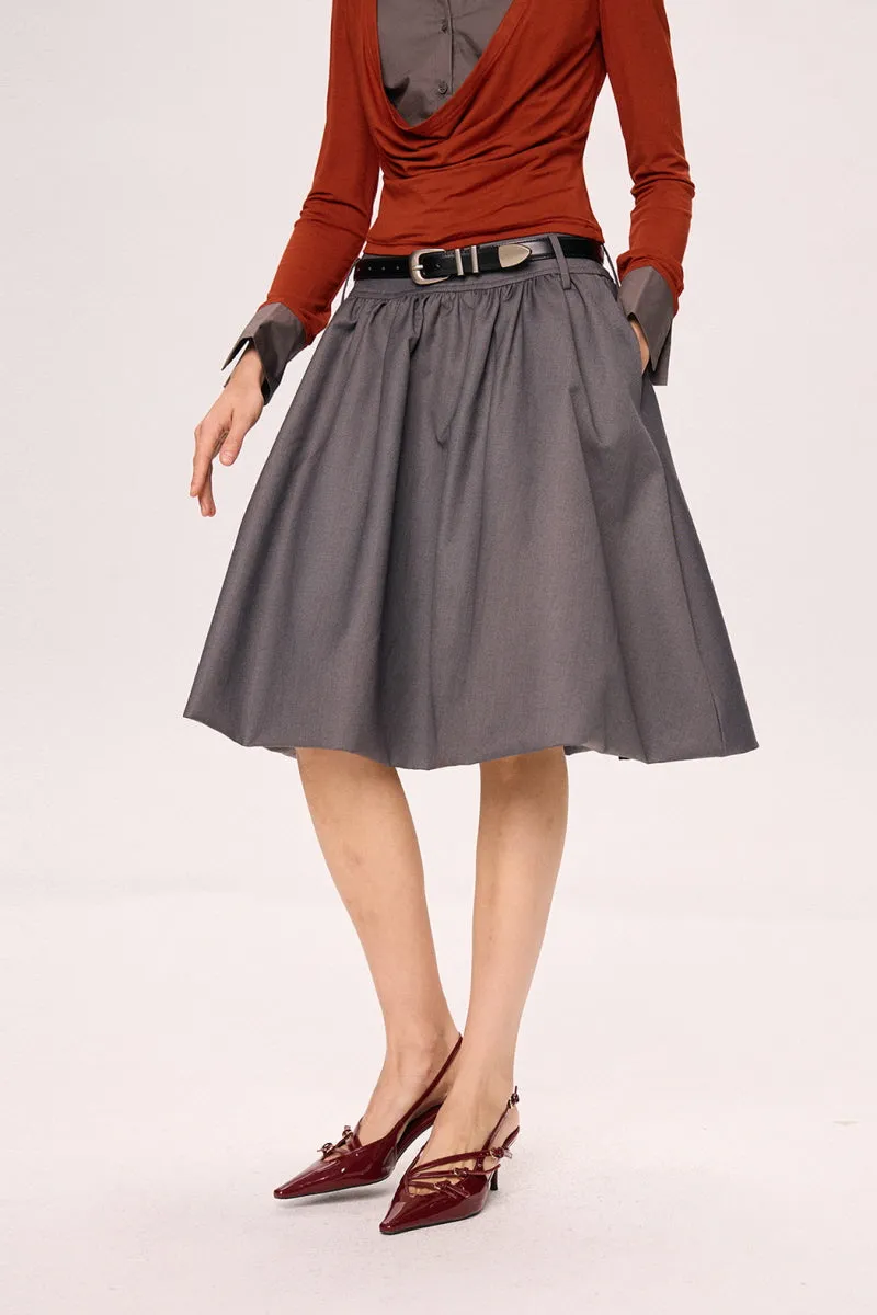 Structured Low-Waist Pleated Skirt