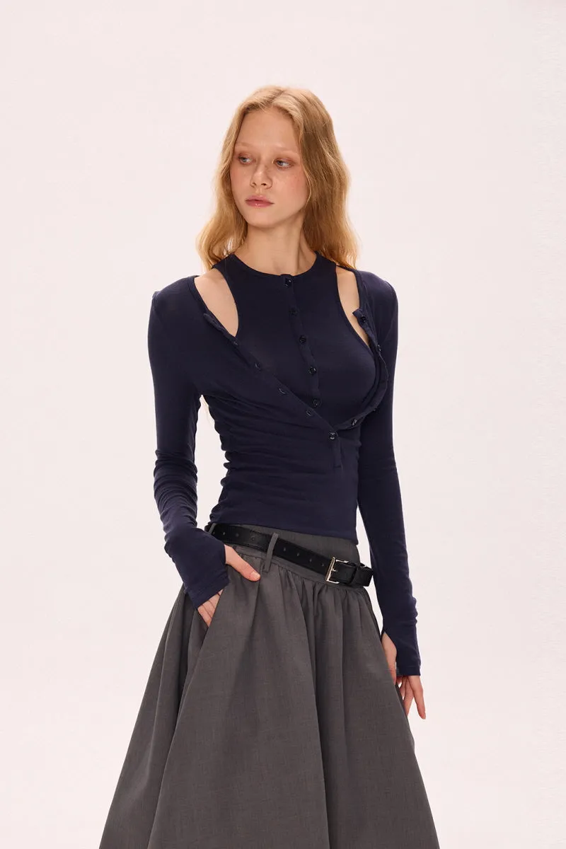 Structured Low-Waist Pleated Skirt