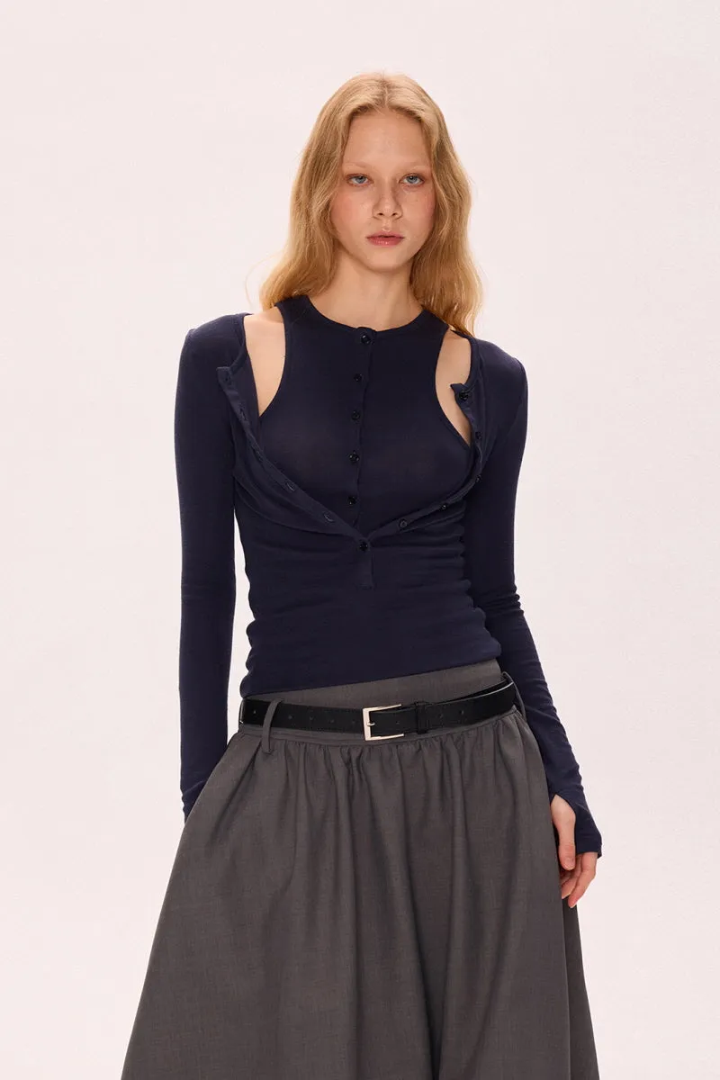 Structured Low-Waist Pleated Skirt