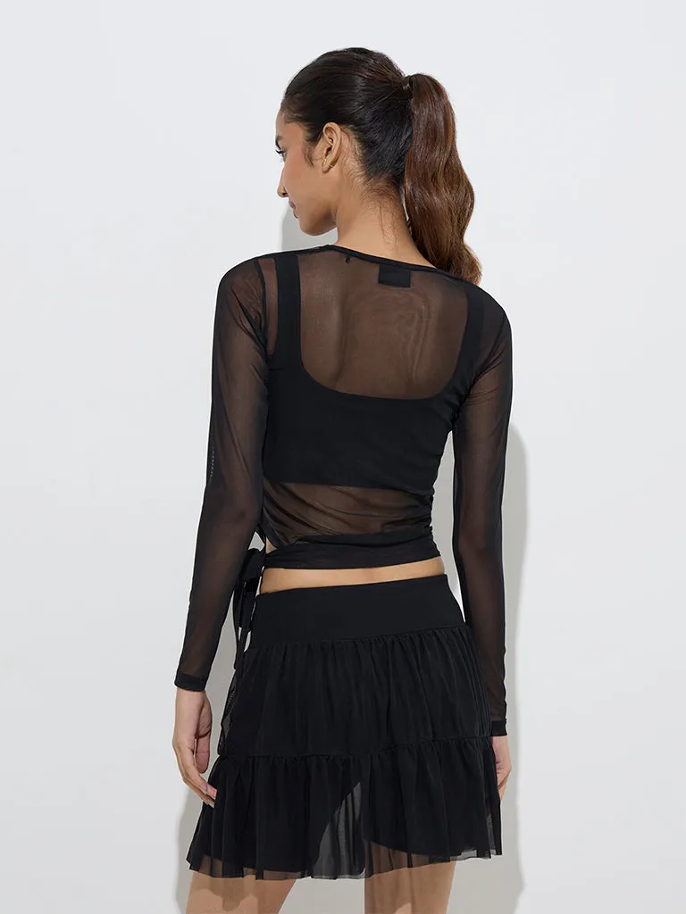 Studiofit Black Mesh Top