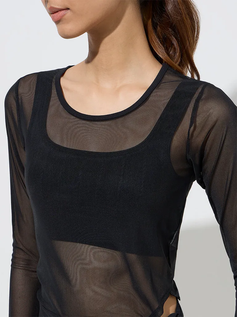 Studiofit Black Mesh Top