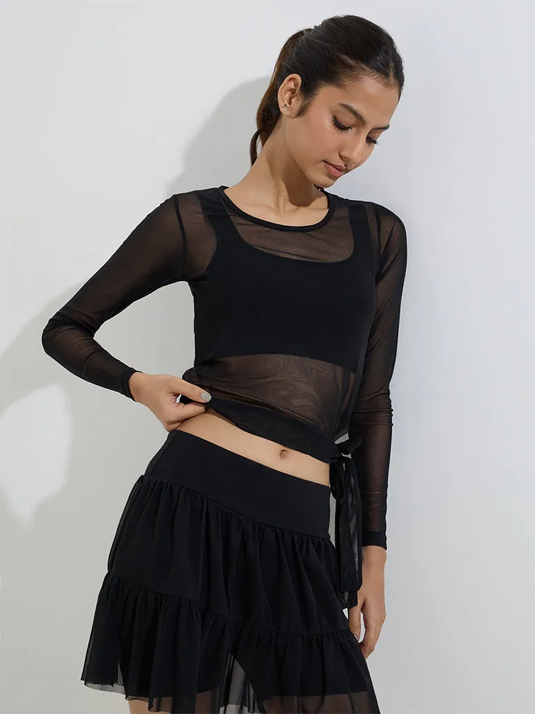 Studiofit Black Mesh Top