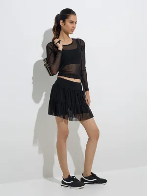 Studiofit Black Mesh Top