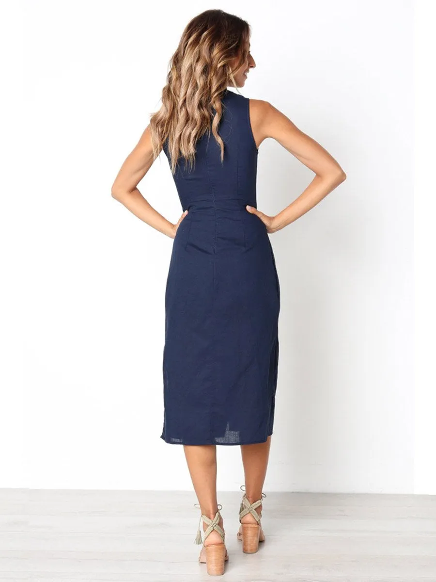 Stunncal Button Vintage Dress