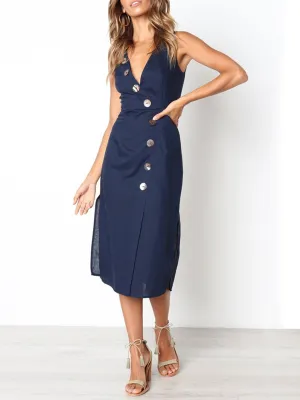 Stunncal Button Vintage Dress