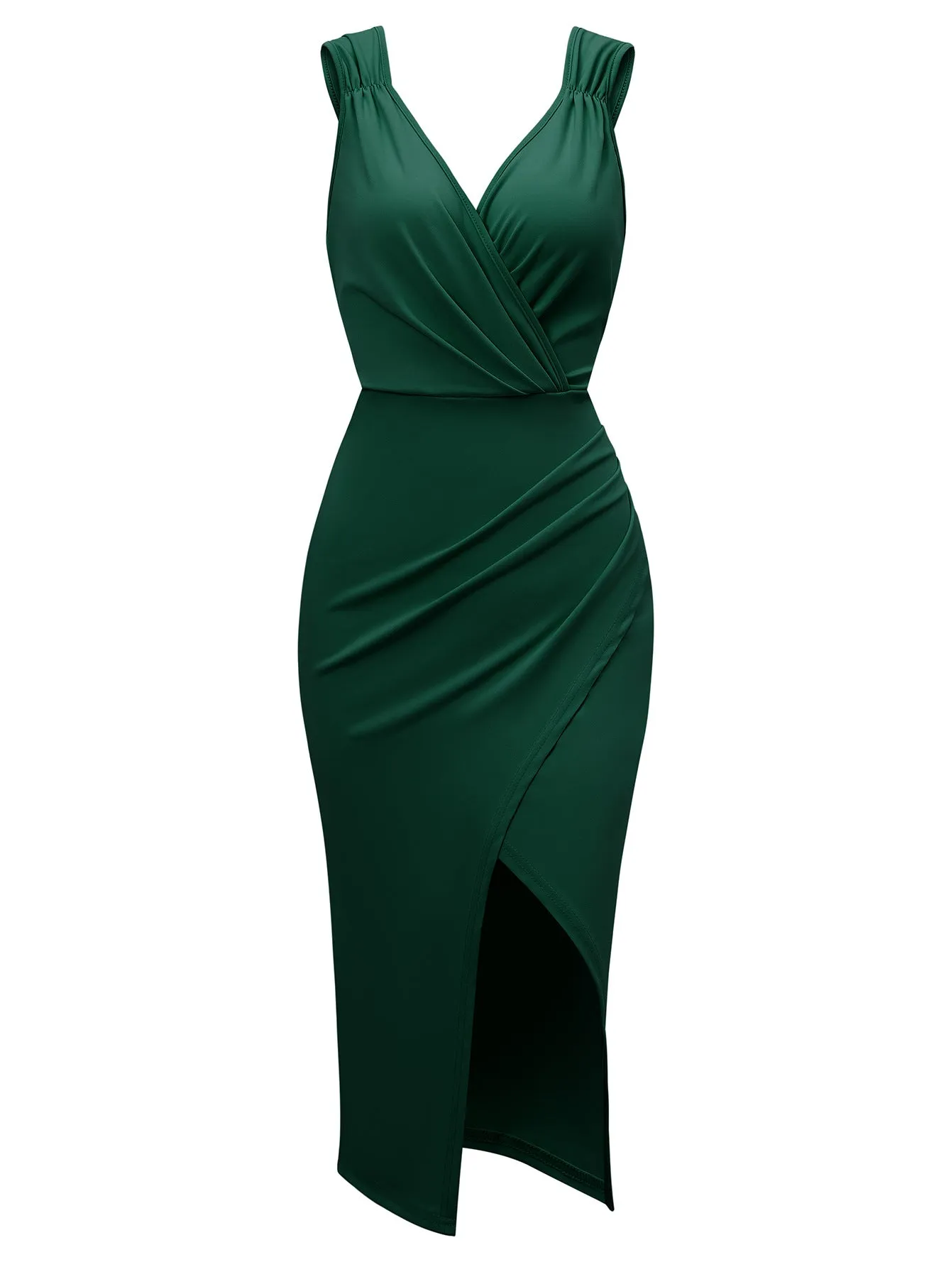Stunncal Celebrities Elegant Solid Solid Color V Neck Waist Skirt Dresses