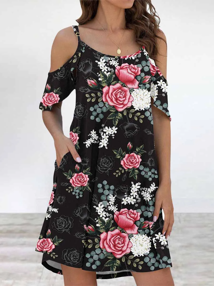 Stunncal Elegant Print Flounce O Neck Dresses(11 Colors)