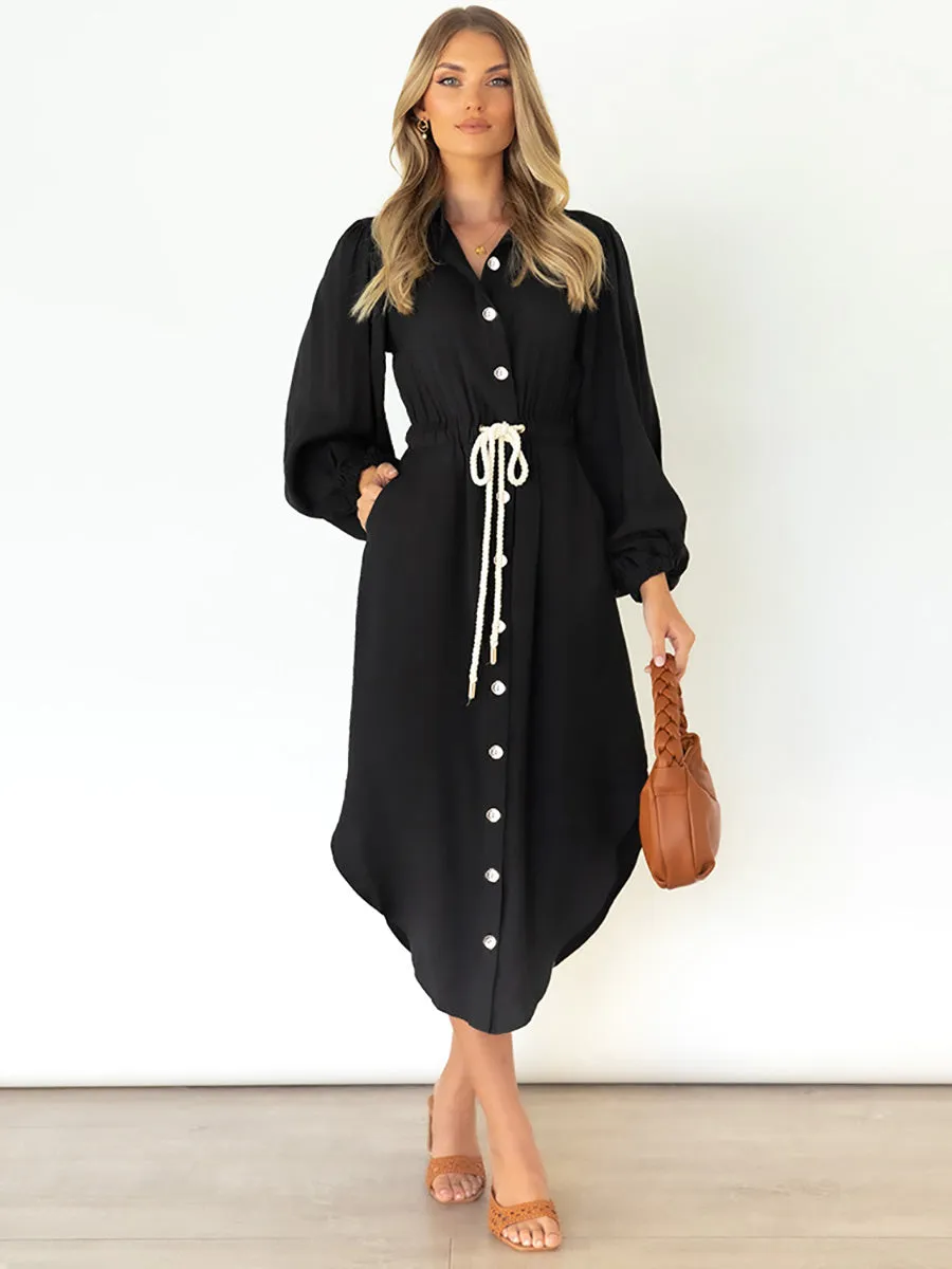 Stunncal Long-Sleeved Waist-Skimming Dresses