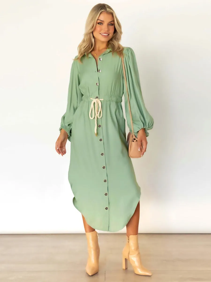 Stunncal Long-Sleeved Waist-Skimming Dresses