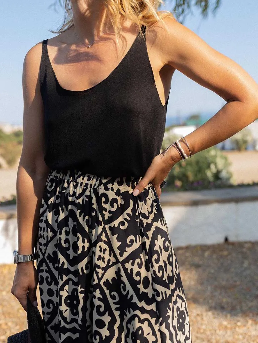 Stunncal Printed Loose Patchwork Hem Dress
