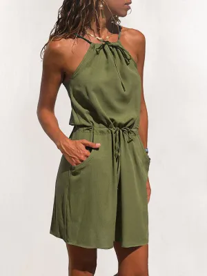 Stunncal Simplicity Print Patchwork Spaghetti Strap A Line Dresses(3 Colors)