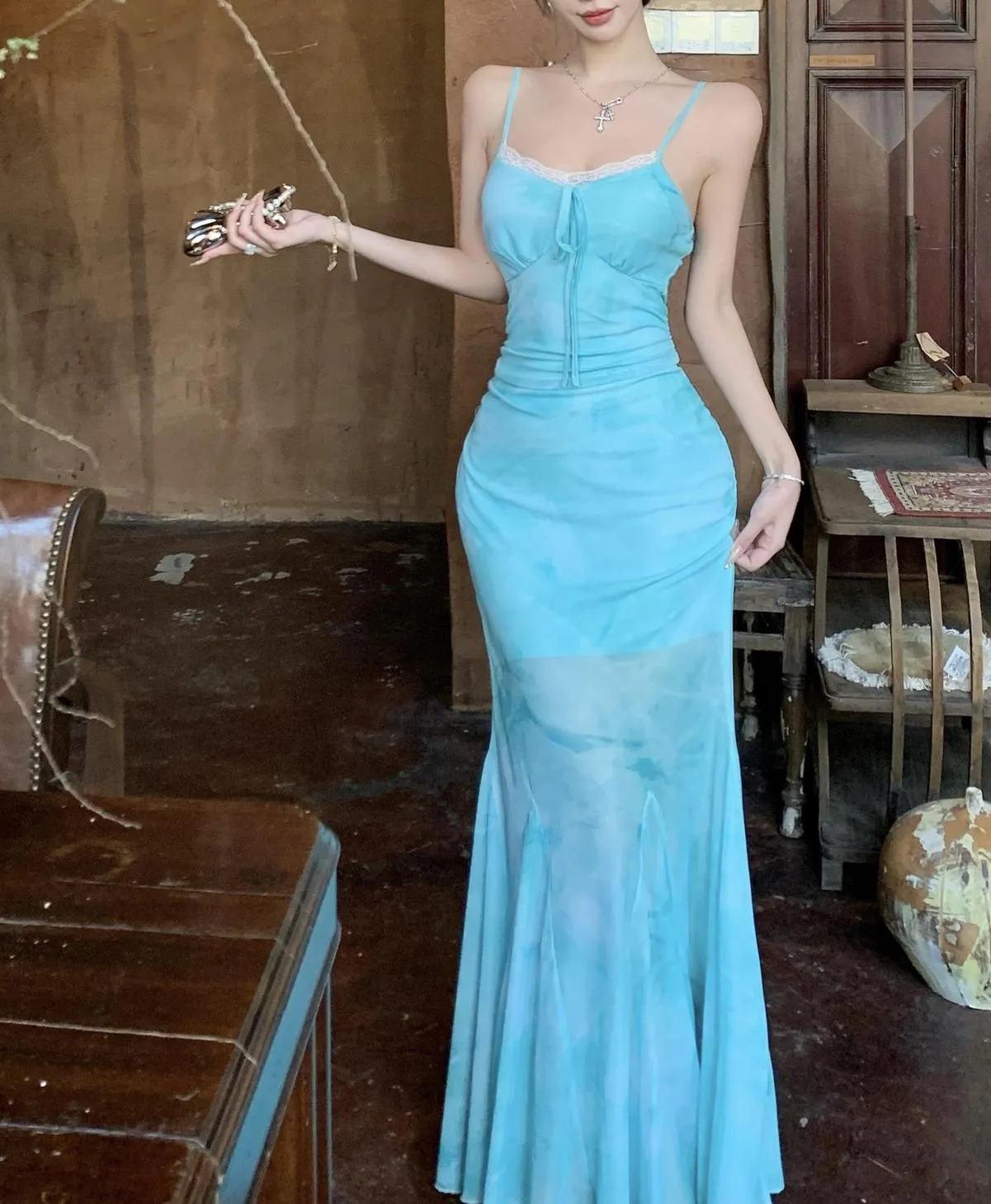 Stunning Women's Bodycon Cami Dress with a Ribbon Neckline