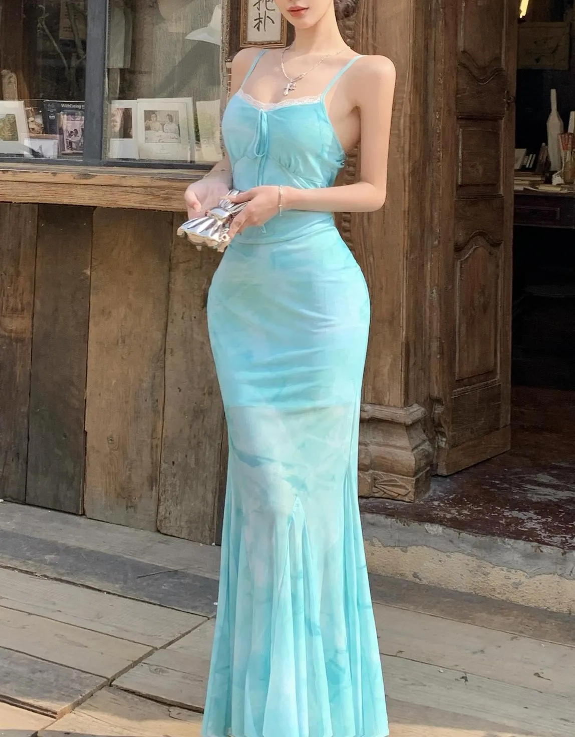 Stunning Women's Bodycon Cami Dress with a Ribbon Neckline