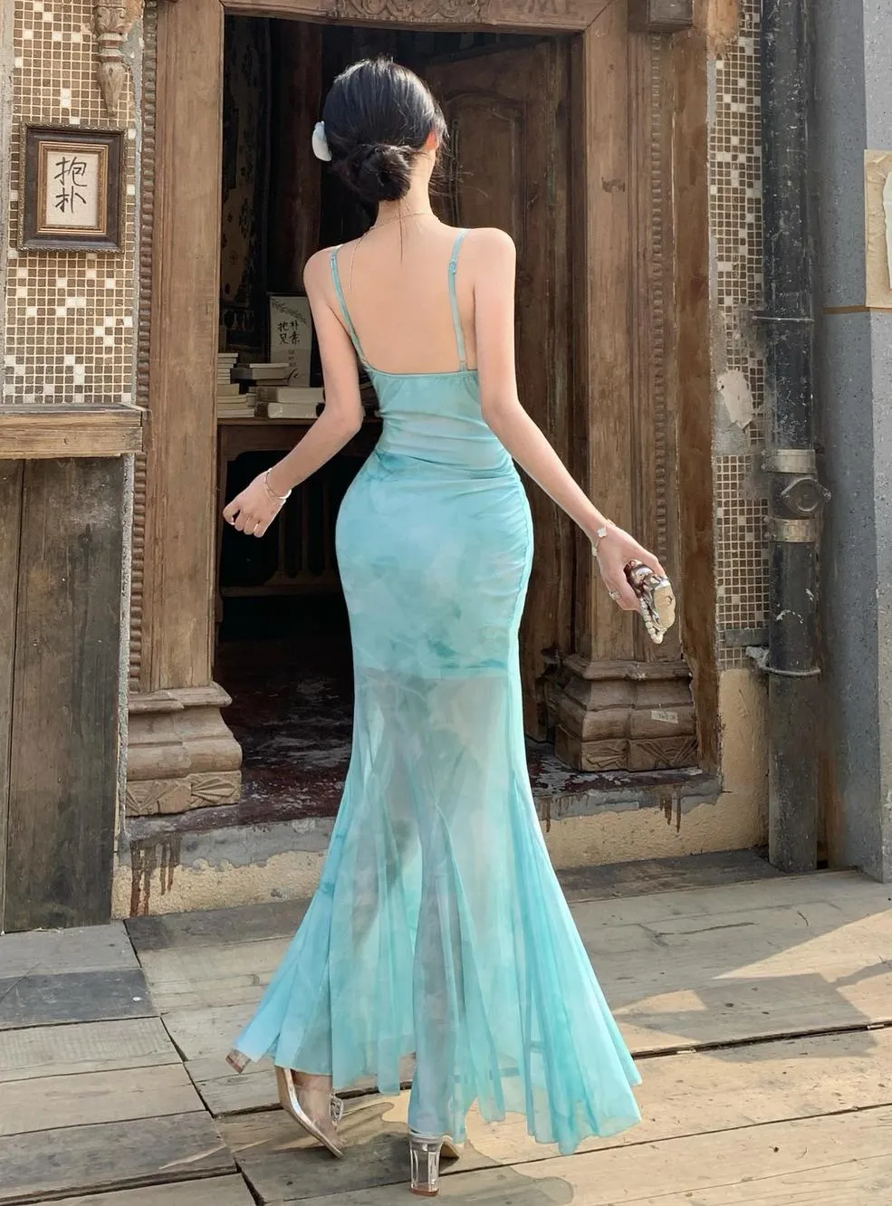 Stunning Women's Bodycon Cami Dress with a Ribbon Neckline
