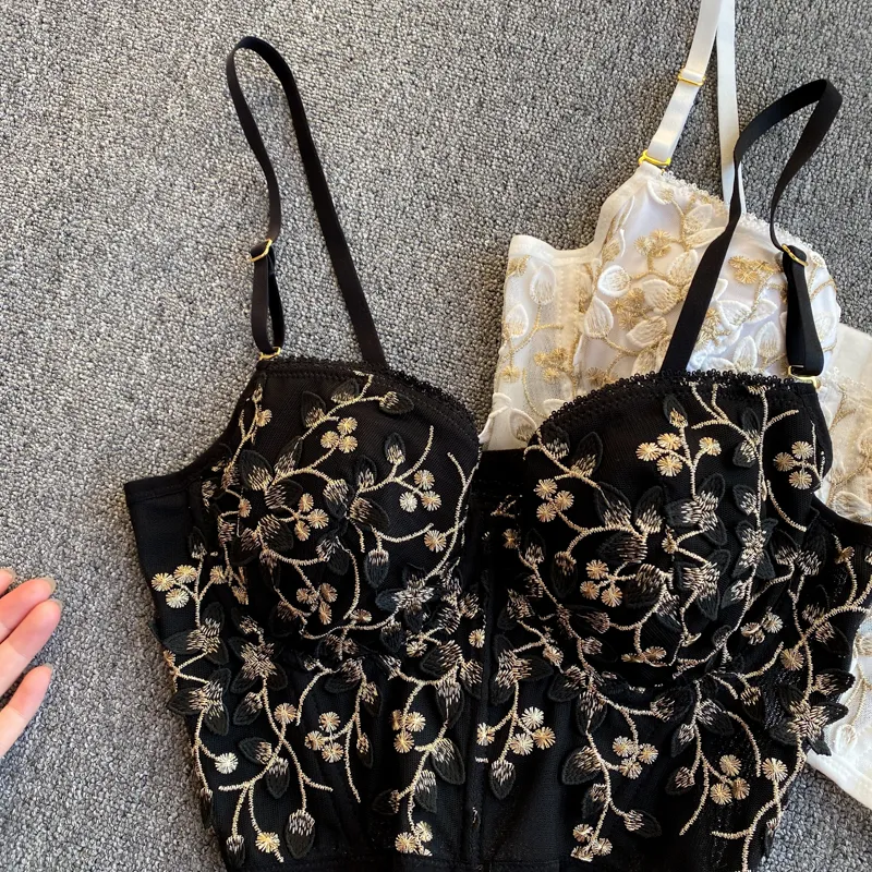 Stylish black lace vest petal lace tops