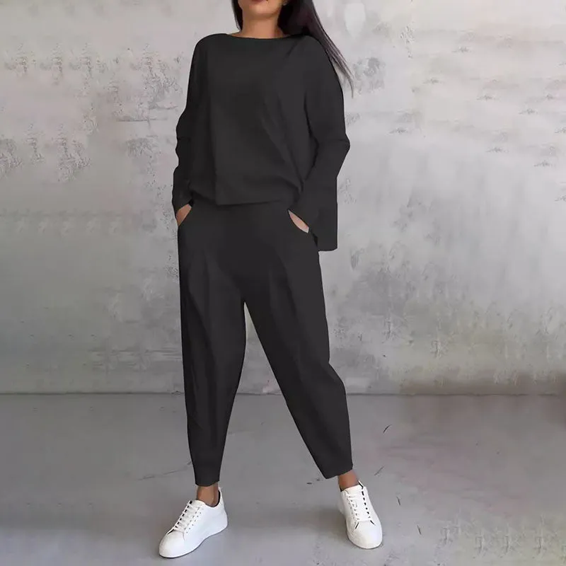 Stylish Comfort 2-Piece Set – Long-Sleeve Top & Pants