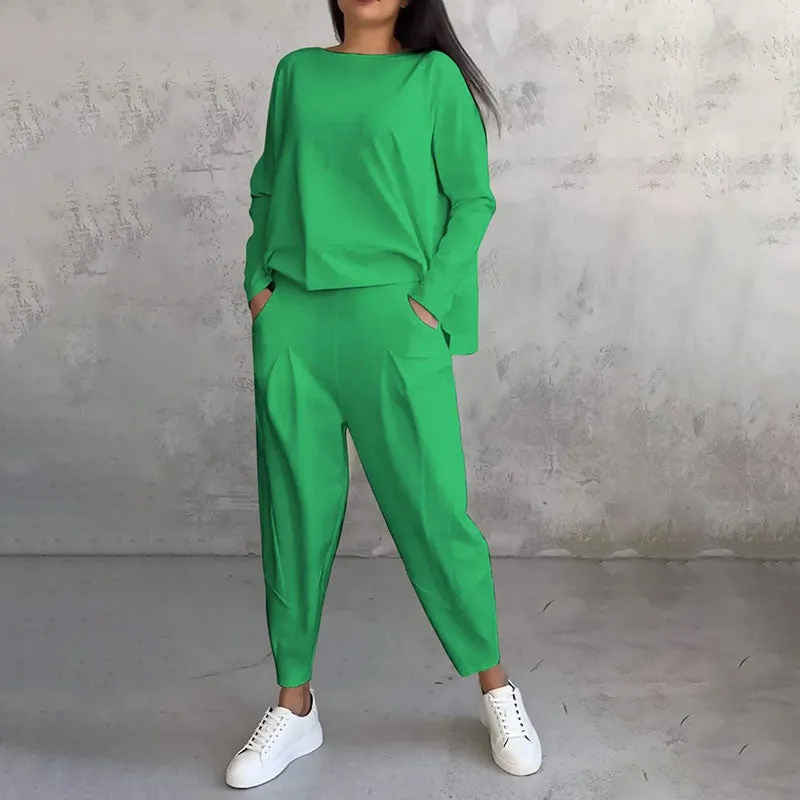 Stylish Comfort 2-Piece Set – Long-Sleeve Top & Pants