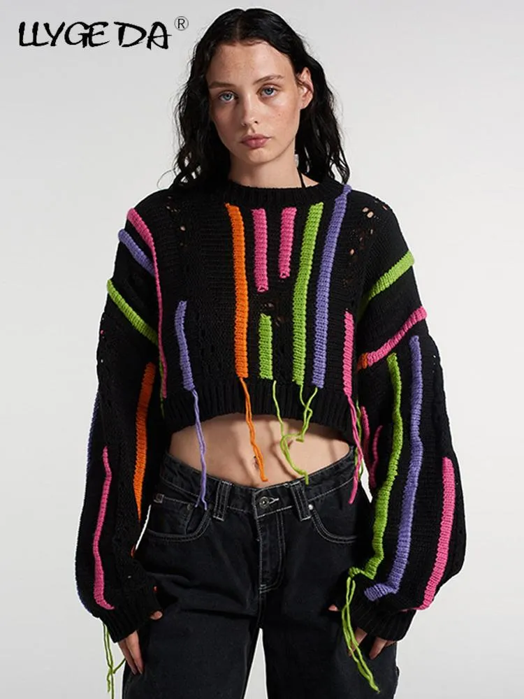 Stylish Fringed Knit Crop Sweater