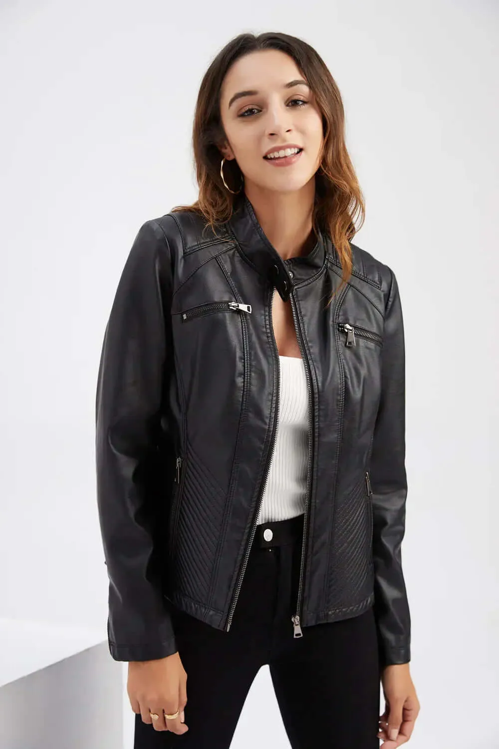 Stylish vegan leather jacket for women