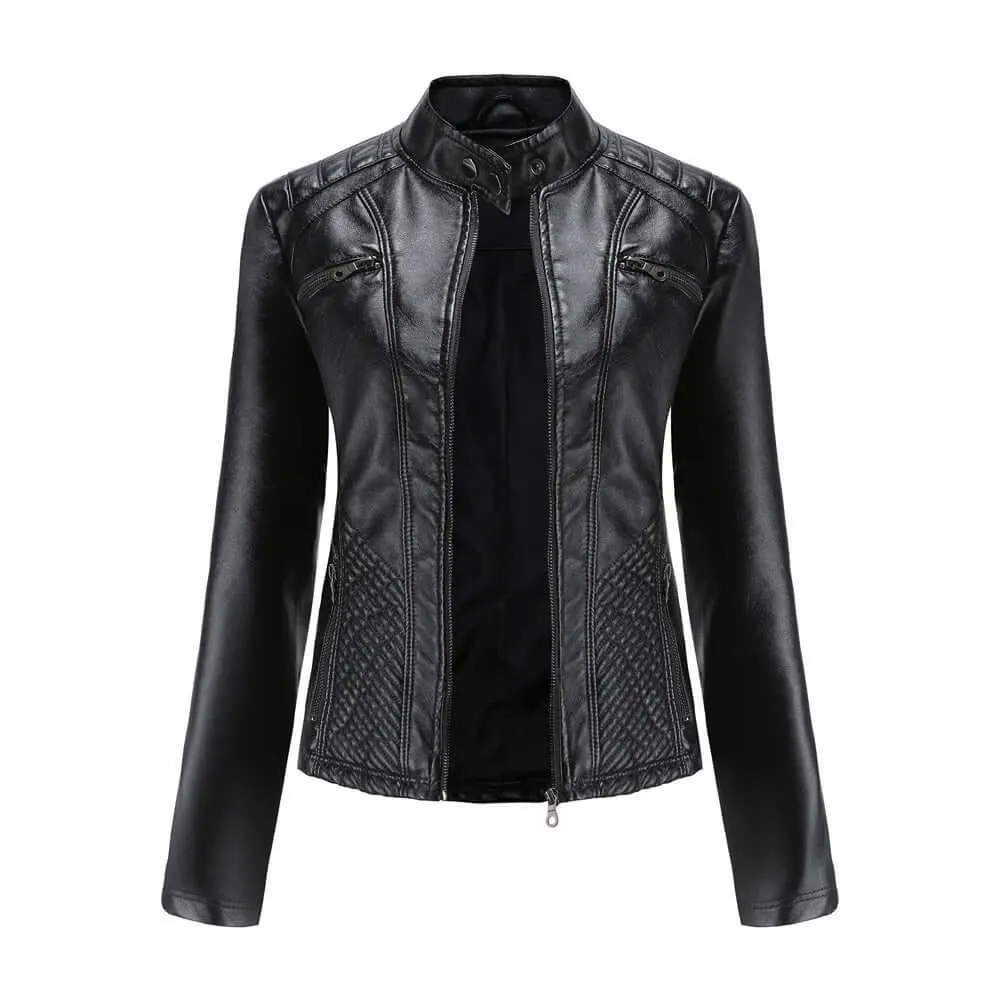 Stylish vegan leather jacket for women