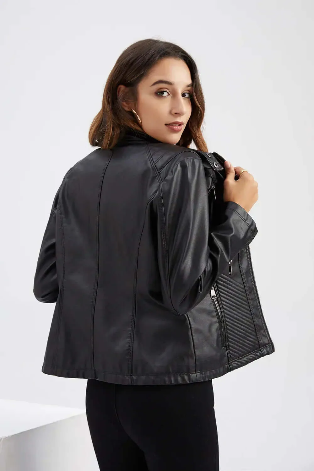 Stylish vegan leather jacket for women