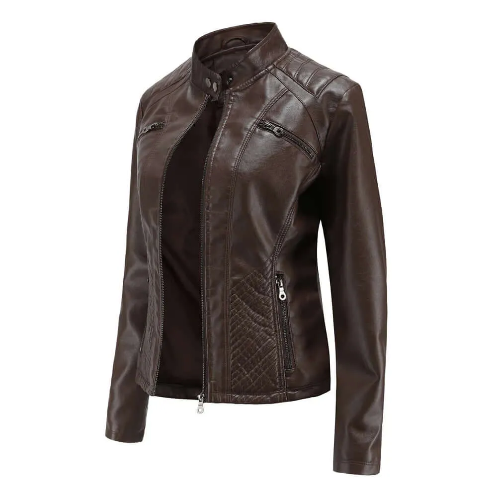 Stylish vegan leather jacket for women