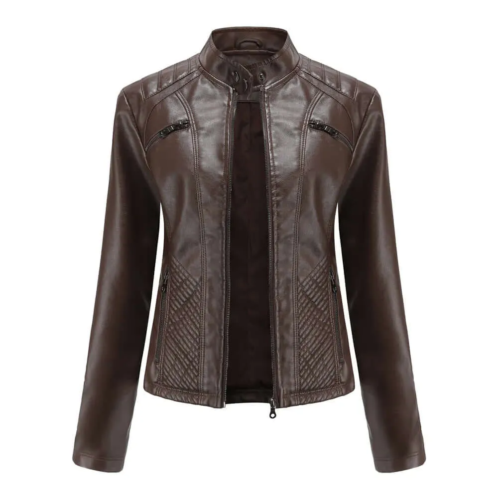 Stylish vegan leather jacket for women