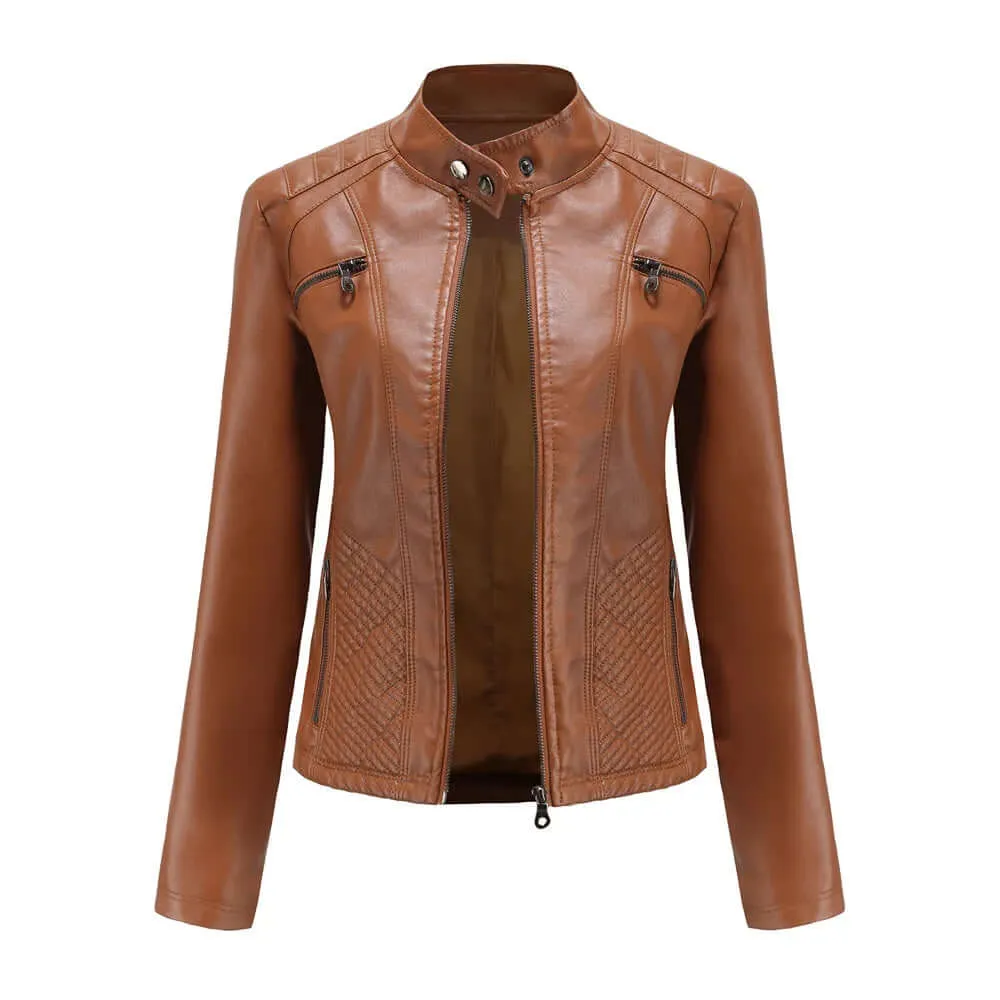 Stylish vegan leather jacket for women