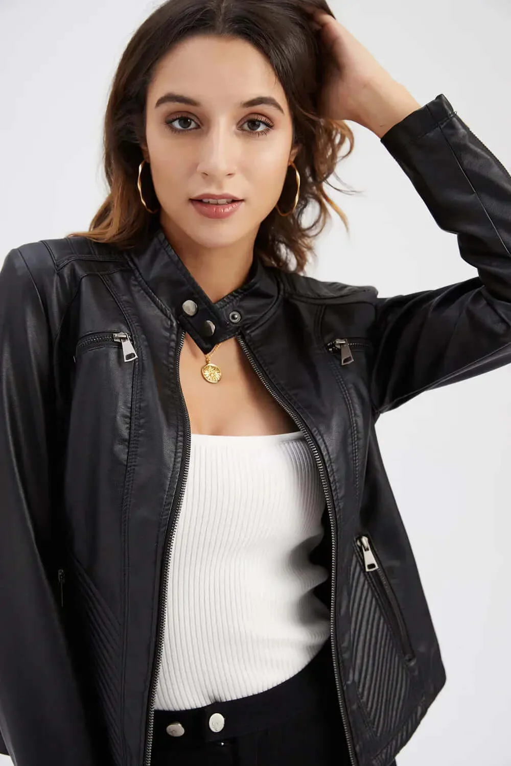 Stylish vegan leather jacket for women