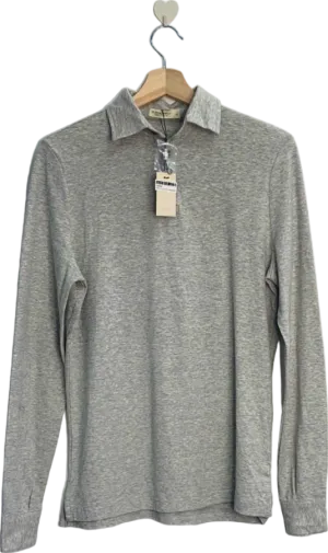 Suitsupply Light Grey Long Sleeve Cotton  Polo Shirt UK XS