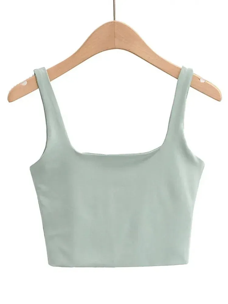 Summer Women's Sexy Sleeveless Tank Tops - Fashion Short Square Collar, Available in 6 Colors