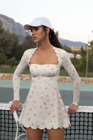 Sweet Match – Long Sleeve Dessert Sketch Tennis Dress