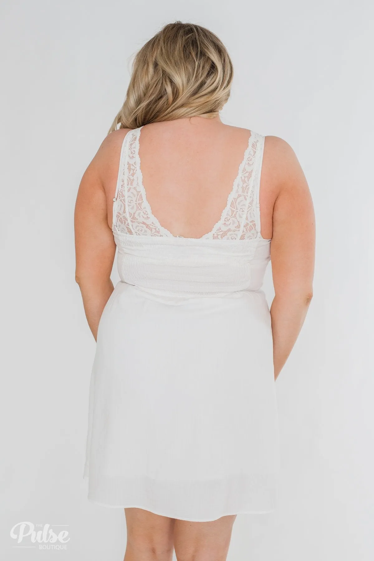 Take Me To Summer Lace Up Dress- Ivory