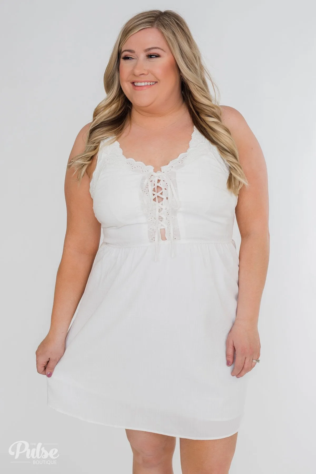 Take Me To Summer Lace Up Dress- Ivory