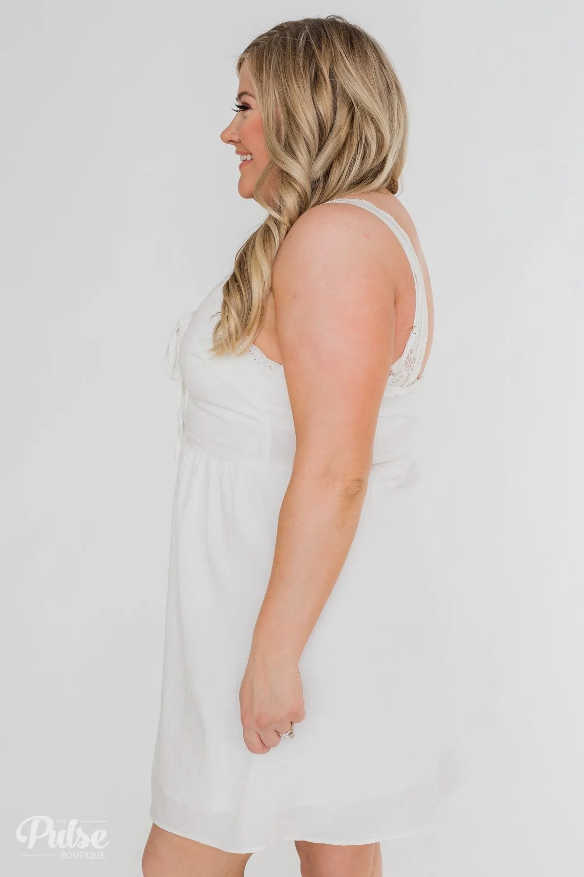 Take Me To Summer Lace Up Dress- Ivory