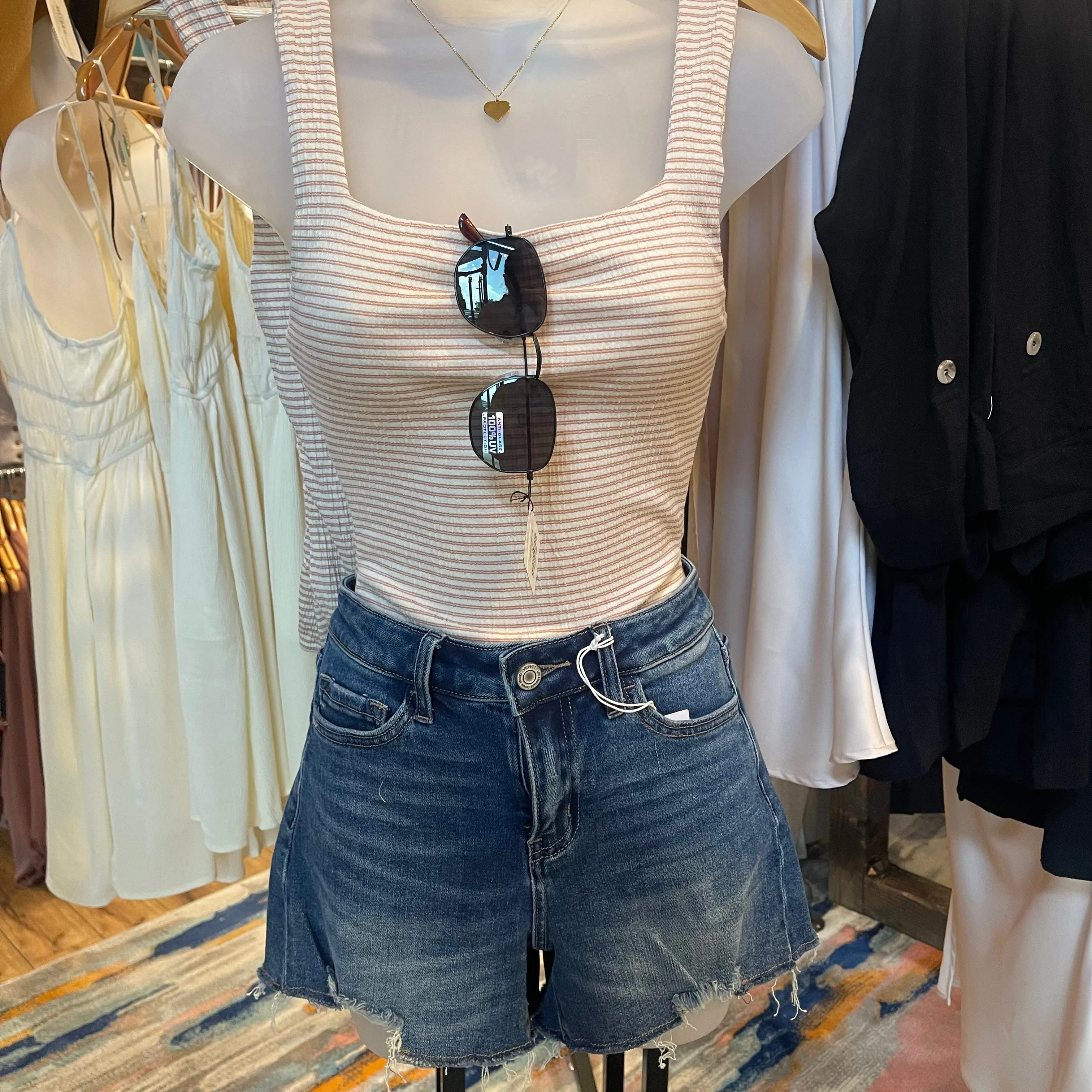 Tan and White striped Bodysuit