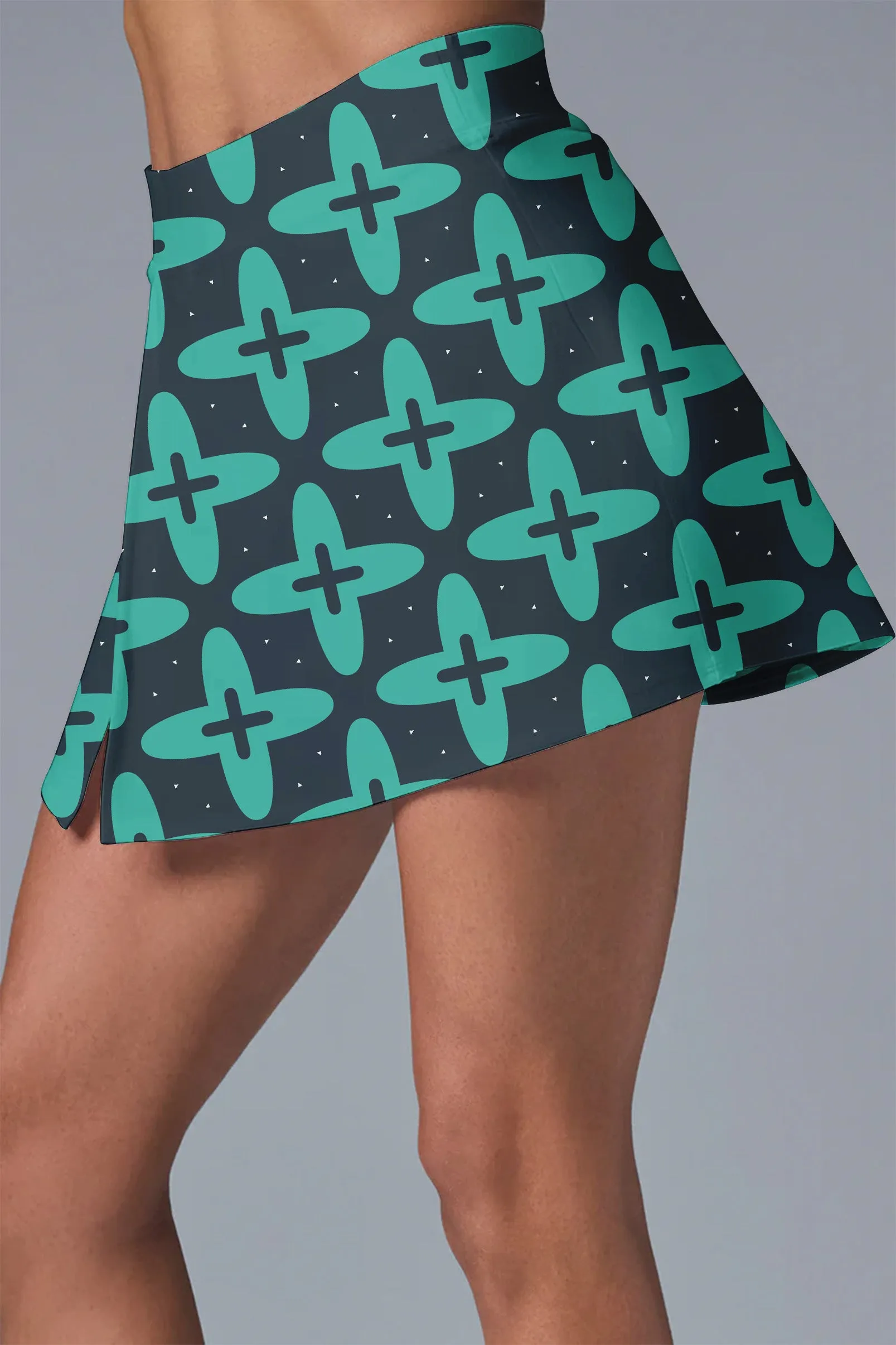 Teal Pulse Activewear Set – High-Waisted Sport Skirt & Crop Top for Tennis & Training