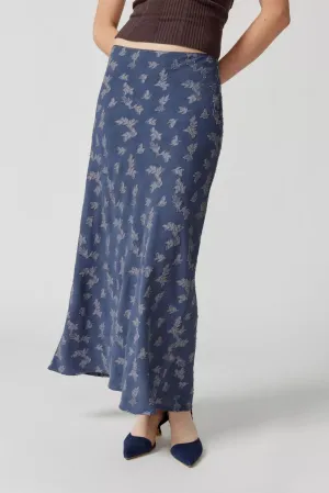 Textured Floral Jacquard Column Maxi Skirt