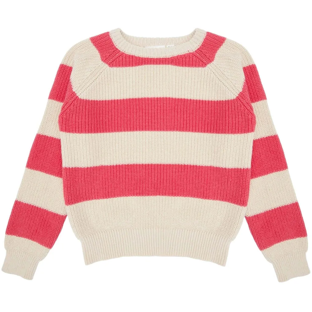 The New | Striped Pullover - Geranium