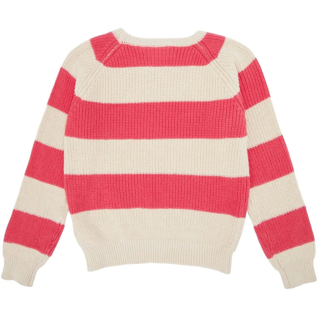 The New | Striped Pullover - Geranium